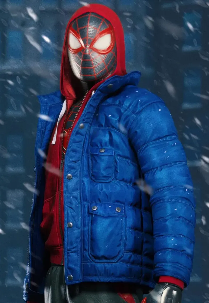 Miles Morales Spider-Man PS4 Blue Puffer Jacket miles morales puffer jacket