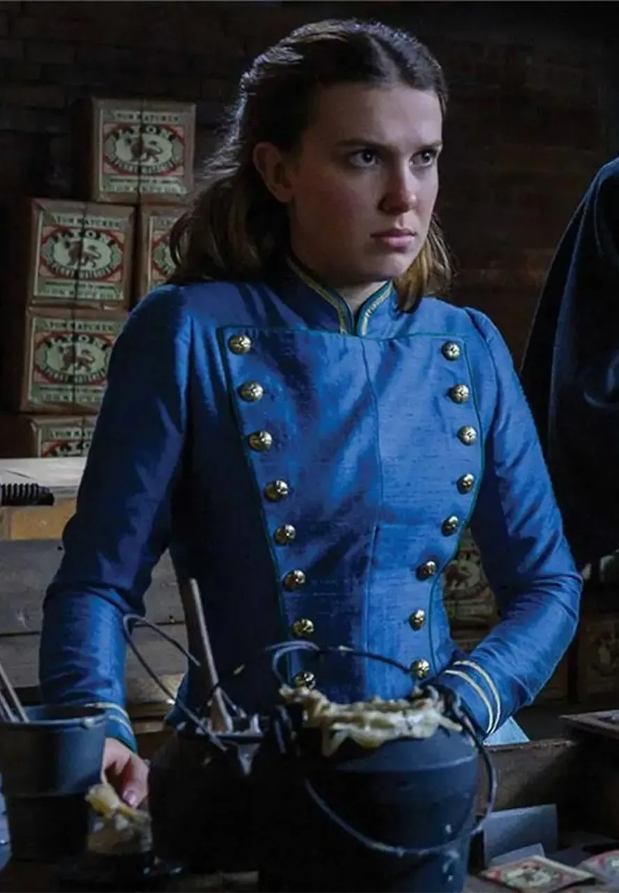 Millie Bobby Brown Enola Holmes 2 Blue Jacket millie bobby brown jacket