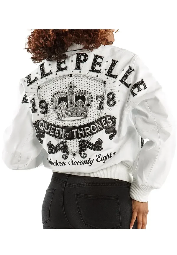 pelle pelle queen of thrones white leather jacket