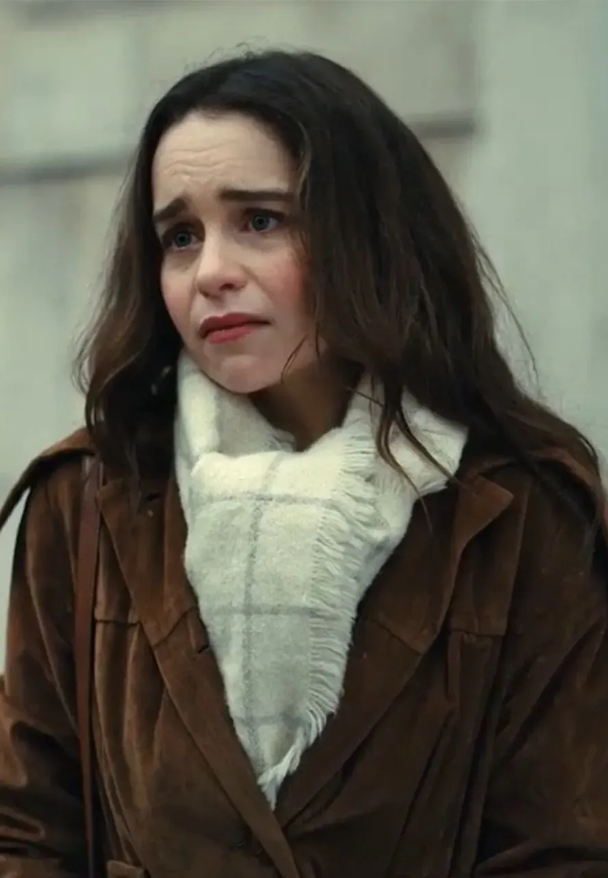 Ponies S01 Emilia Clarke Suede Leather Coat ponies suede leather coat