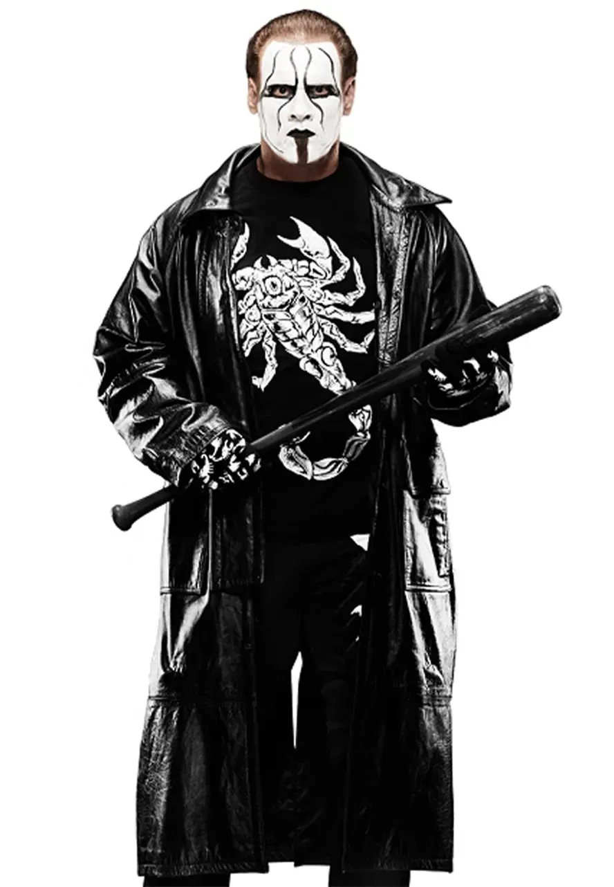 WWE Sting Black Leather Trench Coat sting coat