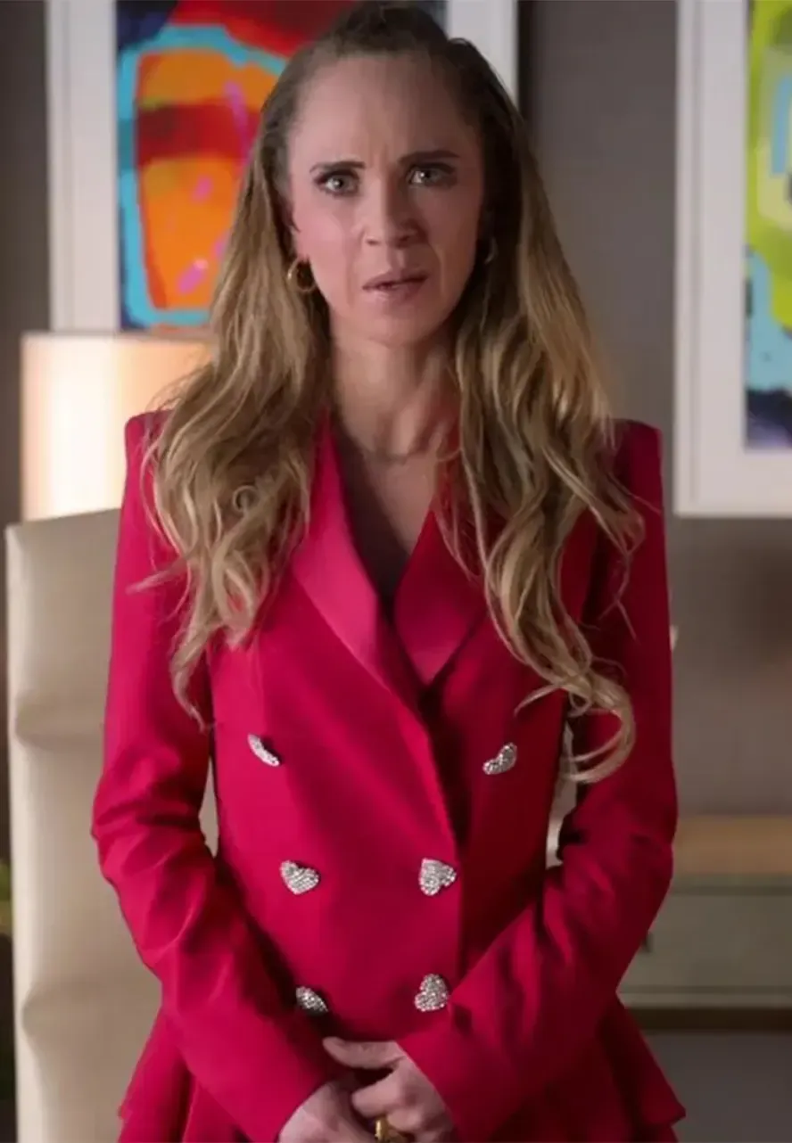 Ted Lasso Keeley’s Pink Heart Button Blazer ted lasso keeleys pink heart button blazer