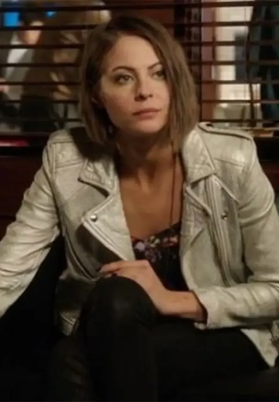 Arrow S04 Thea Queen Silver Leather Jacket willa holland leather leather jacket