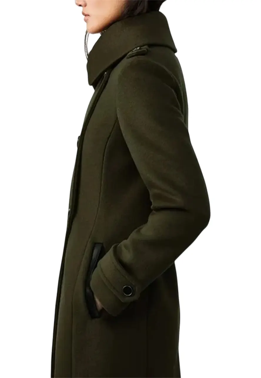 Women’s Double Face Elodie Military Coat womens double face elodie military green coat