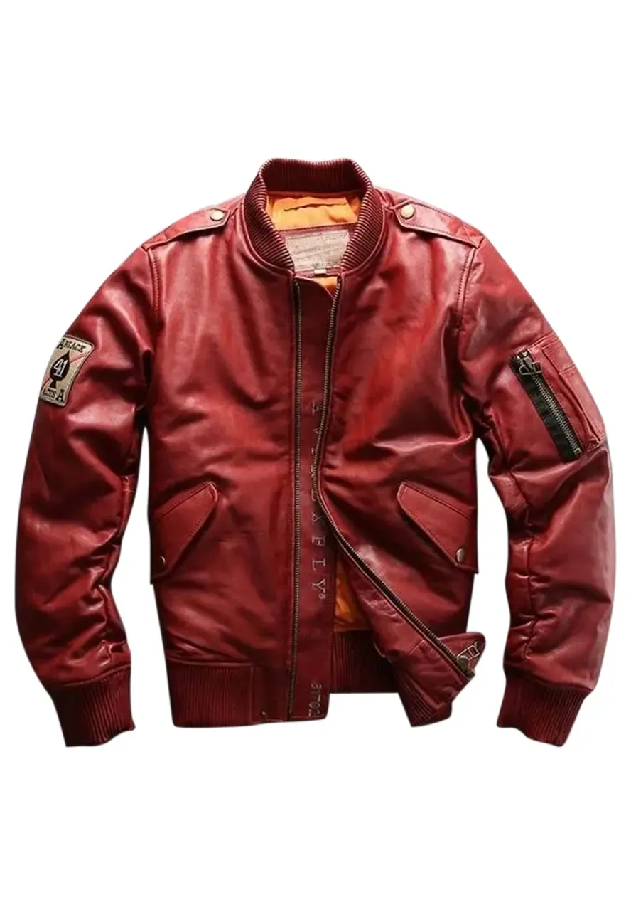Avirex Ace of Spades Leather Bomber Jacket avirex ace of spades bomber jacket
