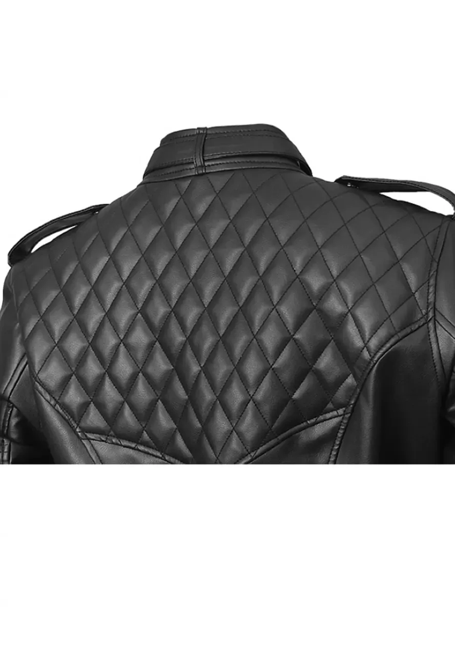 Batman Arkham Knight Black Leather Quilted Logo Jacket batman arkham knight leather jacket