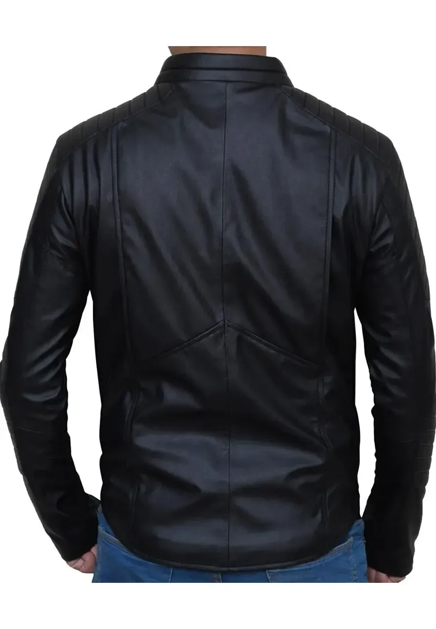 The Lego Batman Yellow Padded Logo Leather Jacket batman leather jacket
