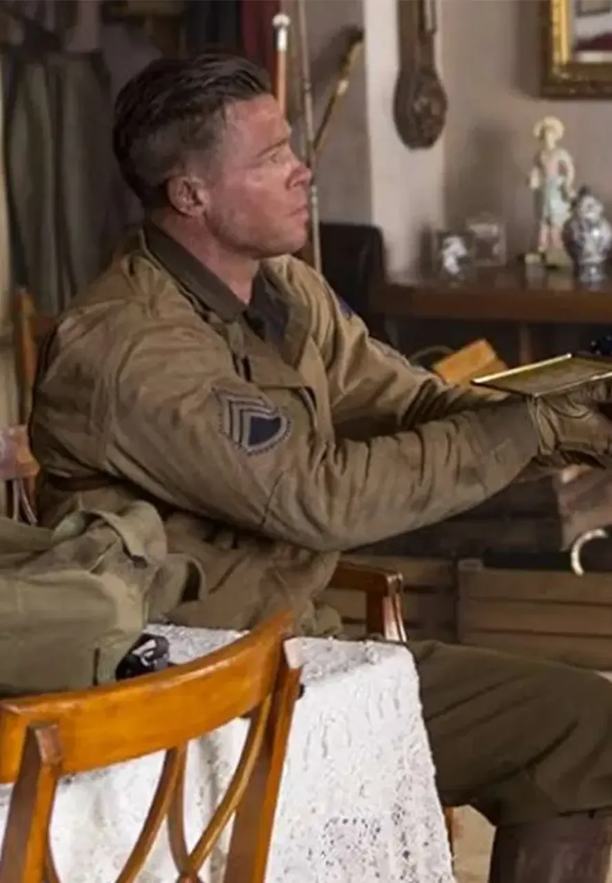 Brad Pitt Fury Wardaddy Military Jacket brad pitt wardaddy jacket