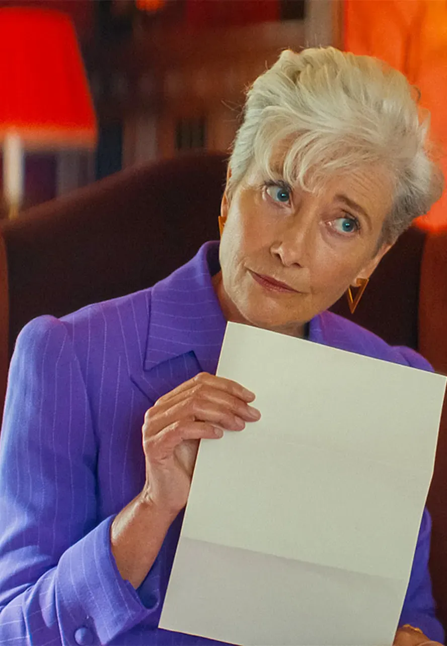 The Sheep Detectives Emma Thompson Purple Blazer emma thompson purple blazer