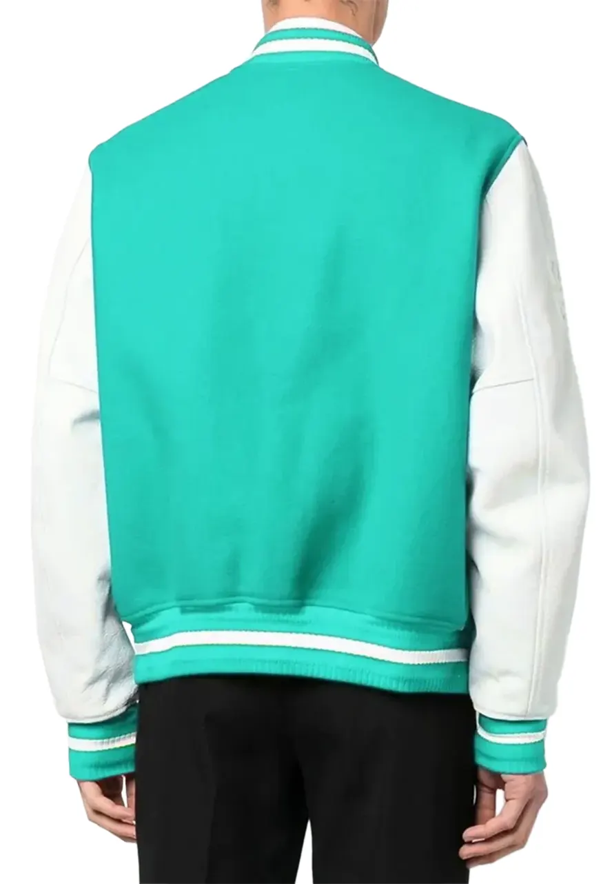 Givenchy Logo Varsity Jacket givenchy aqua green varsity jacket