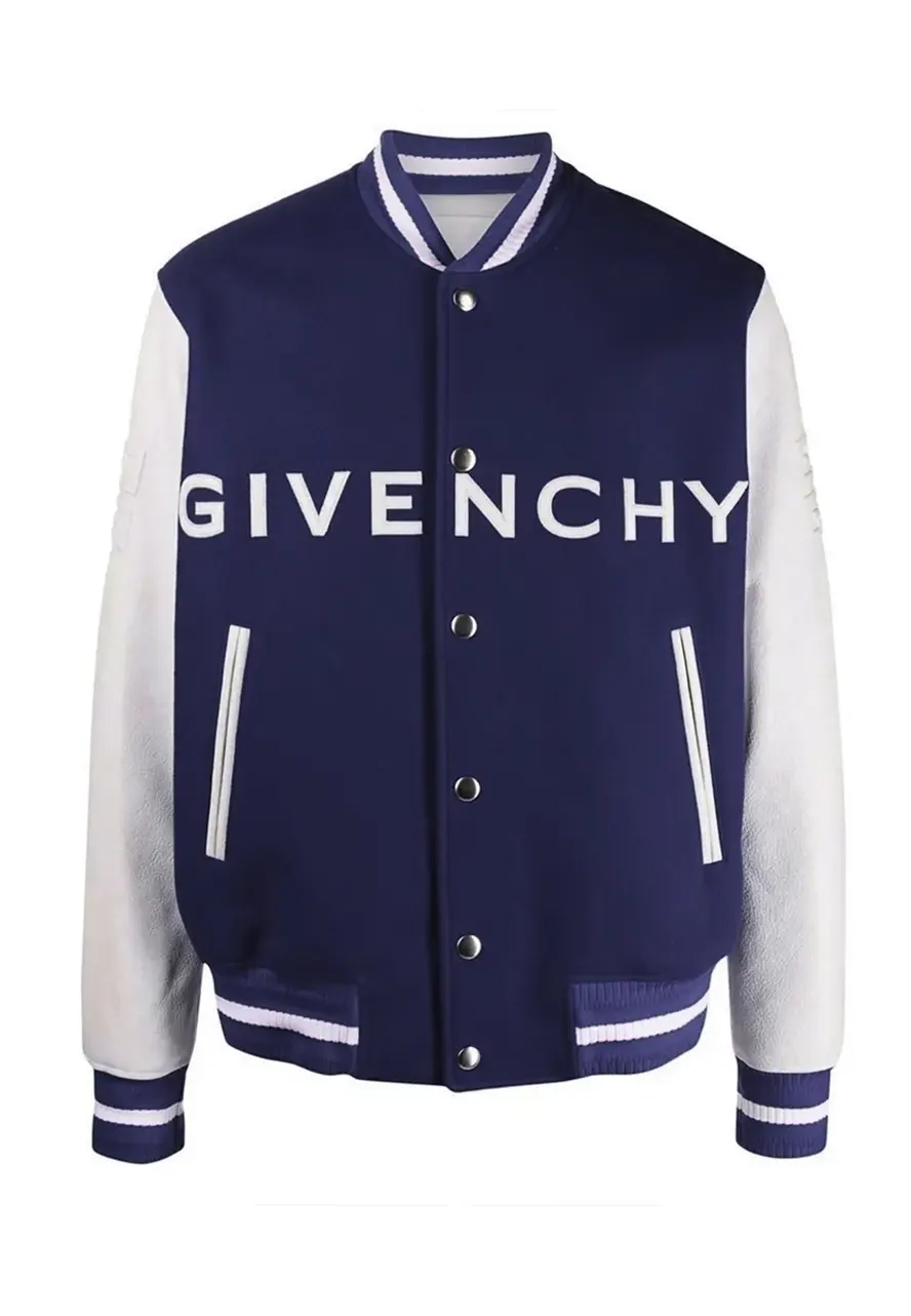 Givenchy Logo Varsity Jacket givenchy blue and white varsity jacket