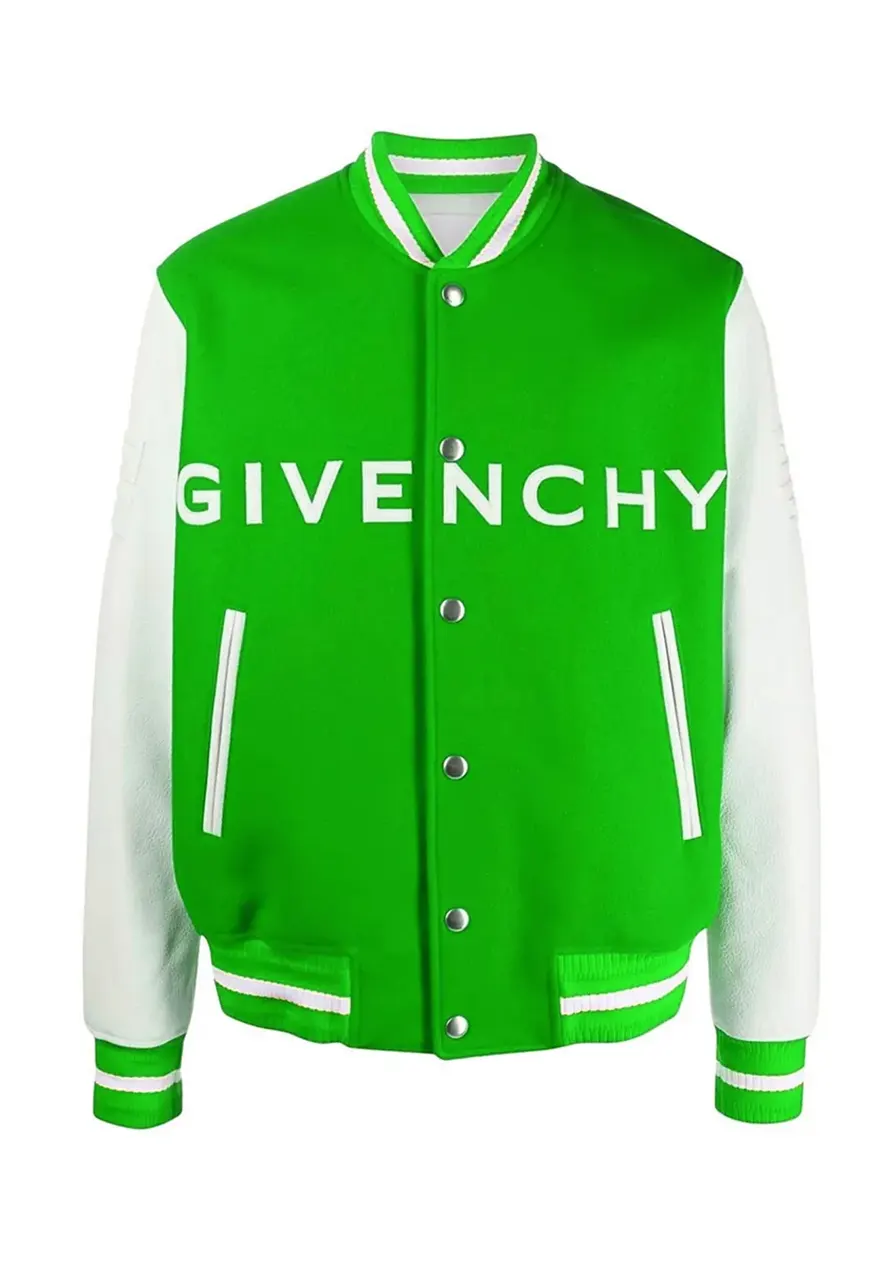 Givenchy Logo Varsity Jacket givenchy green and white varsity jacket