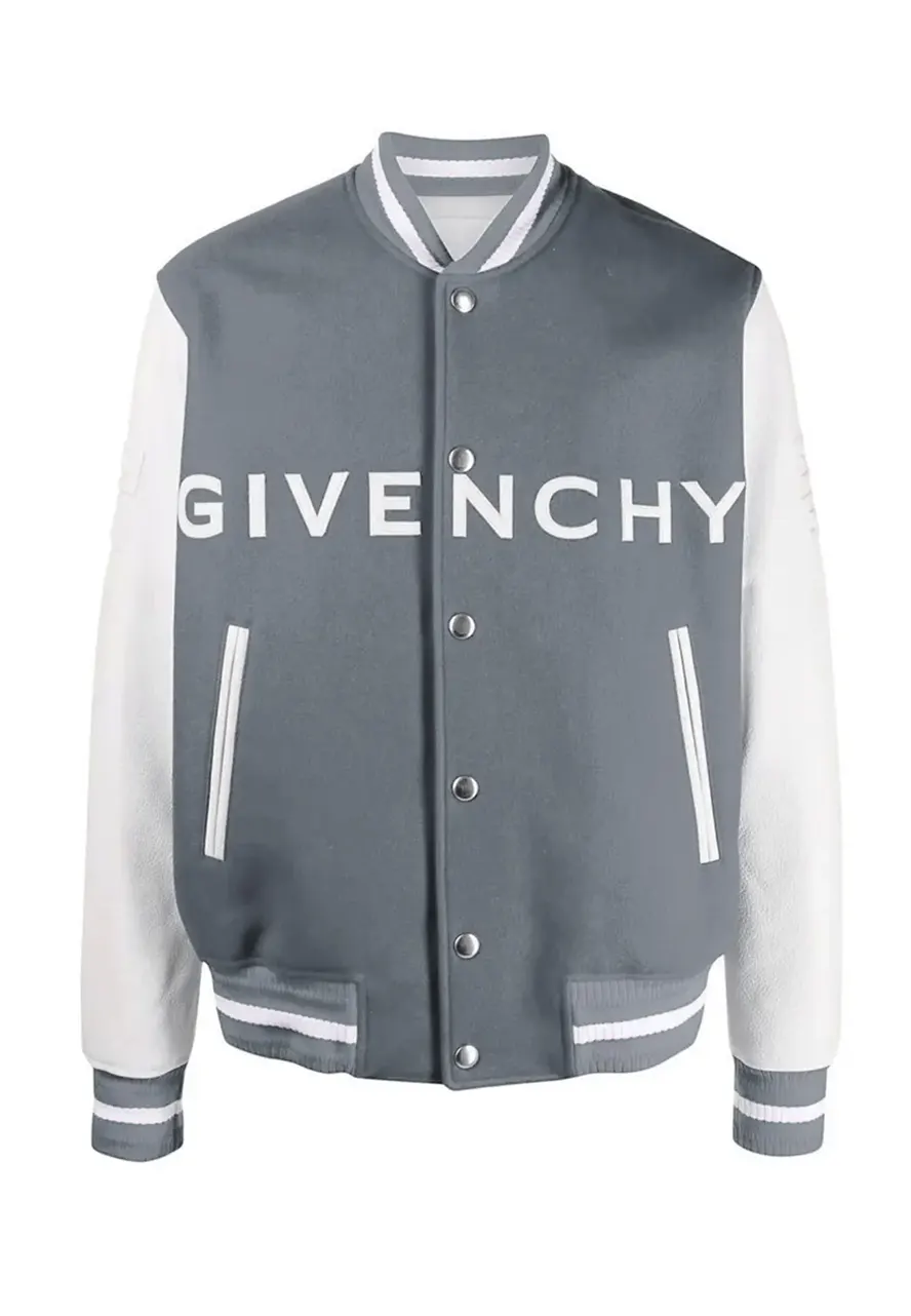 Givenchy Logo Varsity Jacket givenchy grey and white varsity jacket