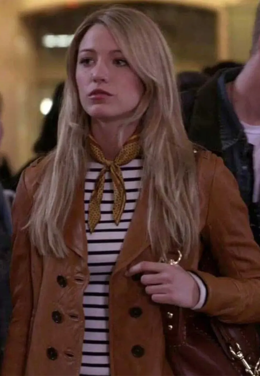 Gossip Girl Serena Van Woodsen Brown Peacoat gossip girl serena van woodsen leather jacket