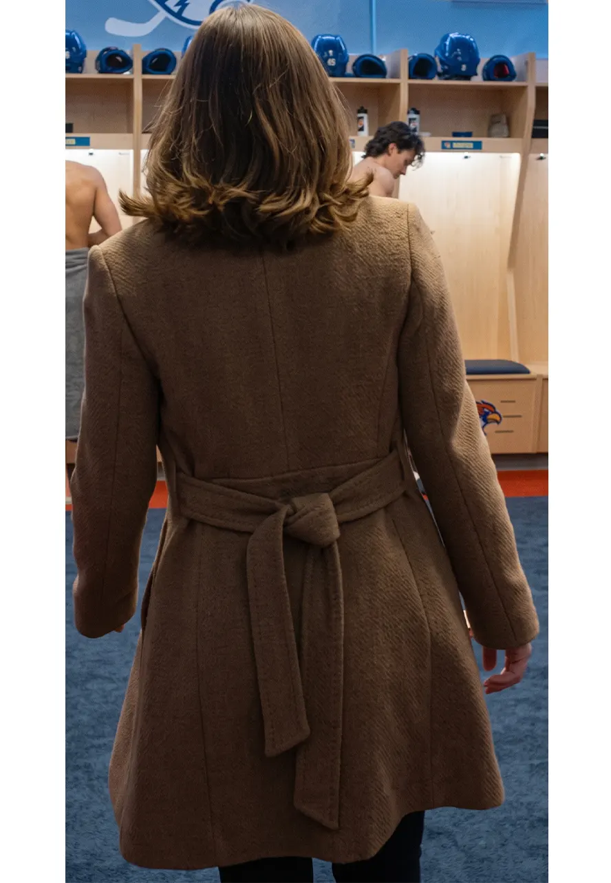 Off Campus S01 Hannah Wells Brown Wool Coat hannah wells brown wool coat