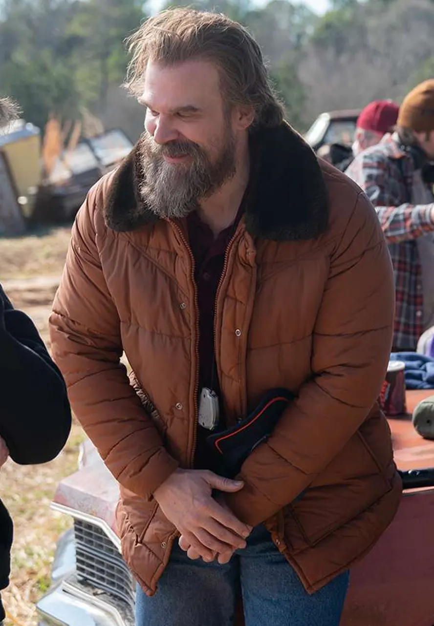 Jim Hopper Stranger Things Brown Puffer Jacket jim hopper brown puffer jacket