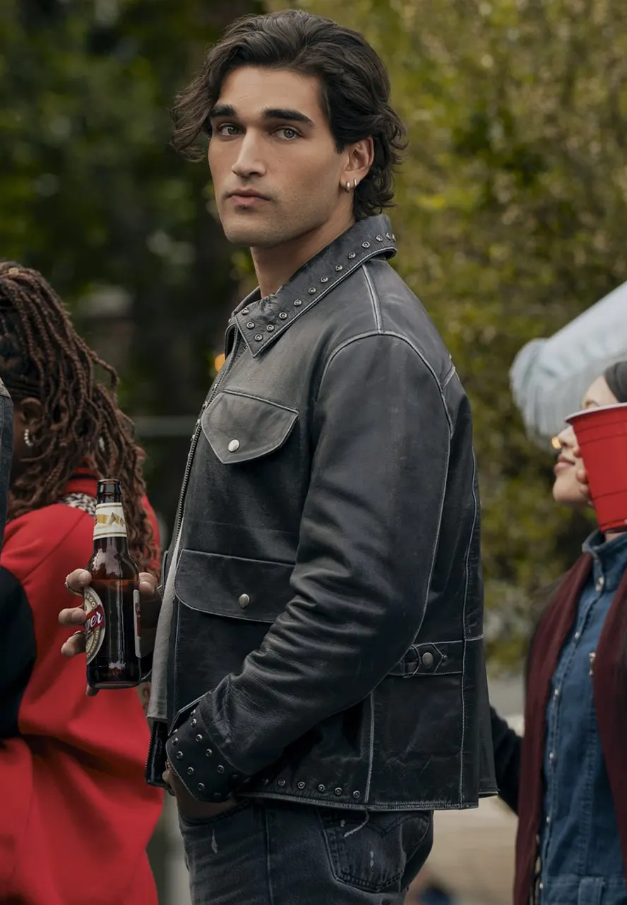 Off Campus S01 Josh Heuston Black Leather Jacket josh heuston leather jacket
