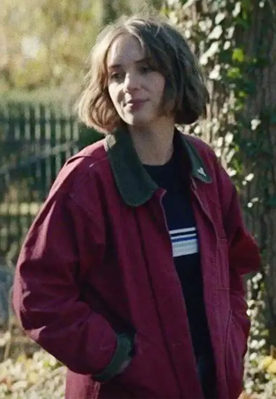 Maya Hawke Stranger Things S05 Maroon Jacket maya hawke stranger things maroon jacket