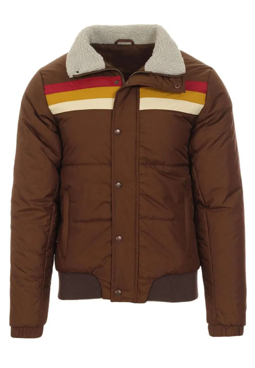 Edge Retro 1970s Stripe Ski Jacket mens bomber jacket