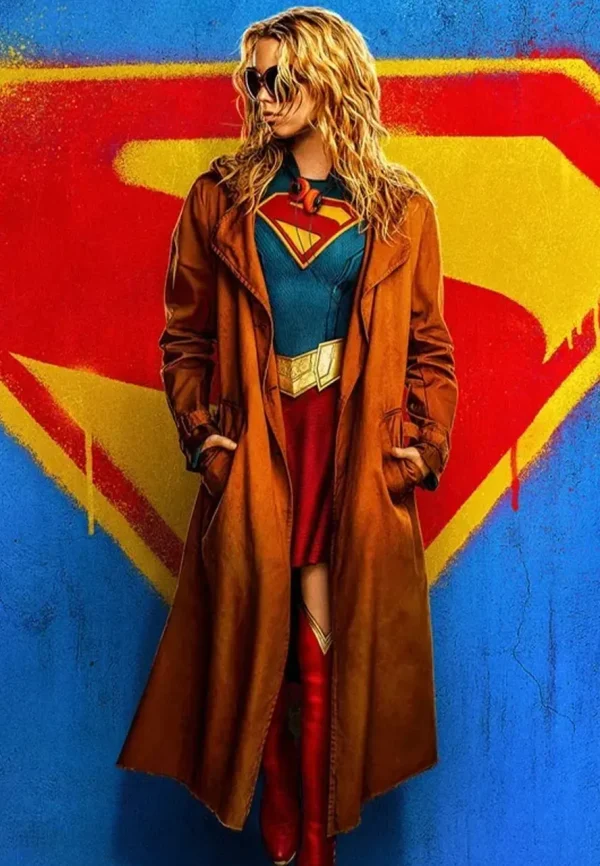 milly alcock supergirl brown trench coat