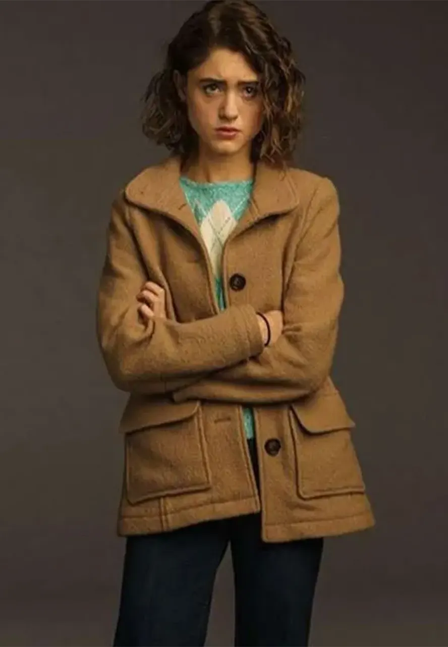 Stranger Things S03 Nancy Wheeler Wool Coat natalia dyer brown coat