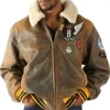 pelle pelle aviator brown mens jacket