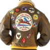 pelle pelle aviator fur collar brown jacket