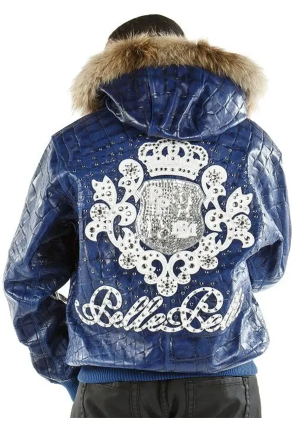 pelle pelle crest blue leather jacket