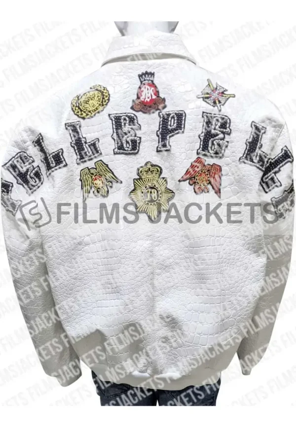 pelle pelle white decorated crocodile jacket