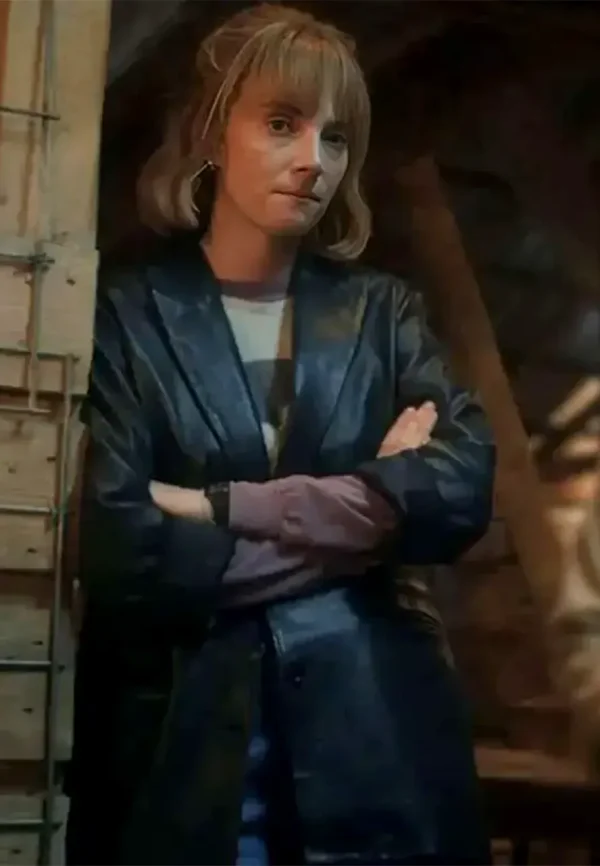 robin buckley black leather coat
