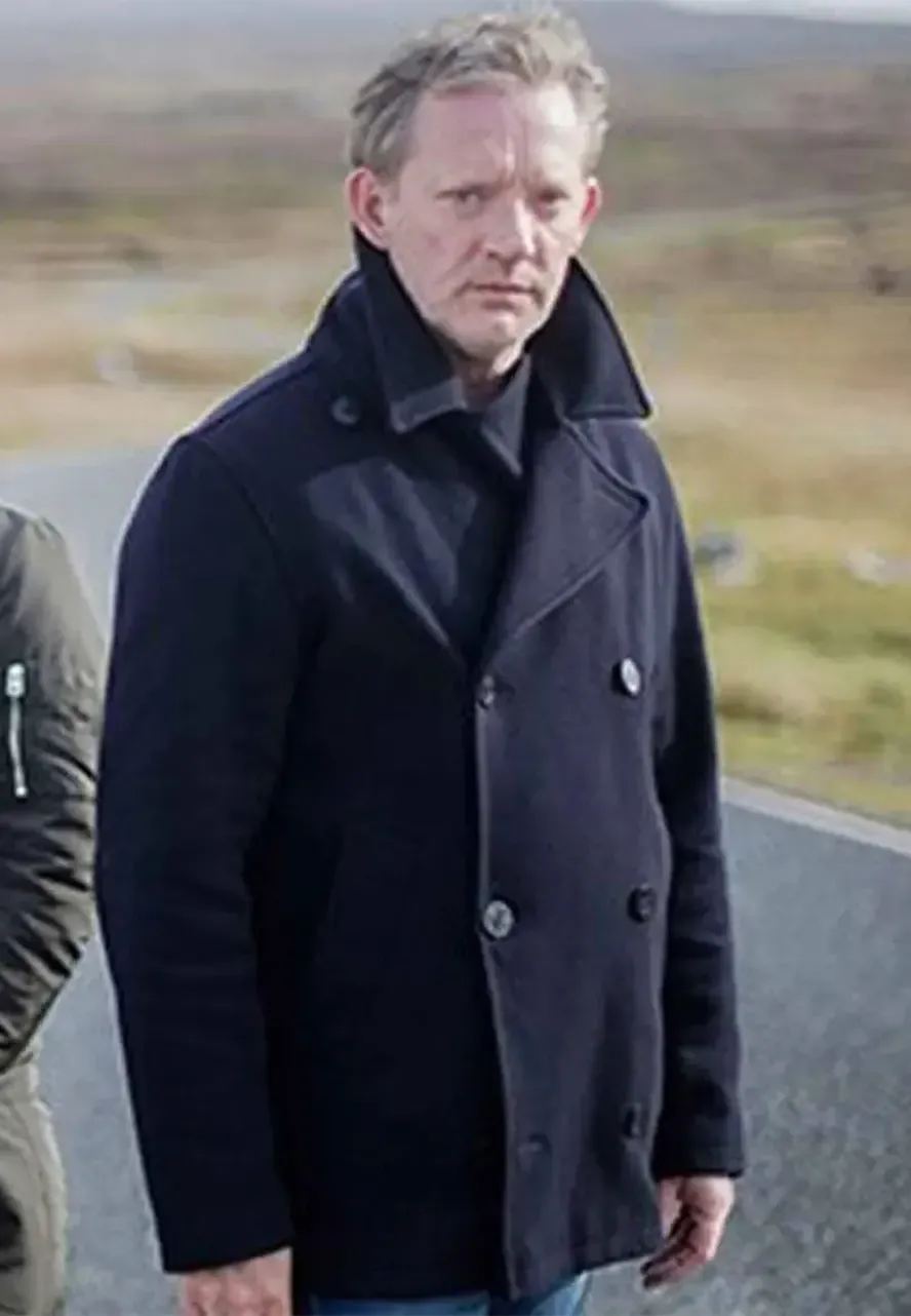 Shetland Douglas Henshall Black Peacoat shenshall black peacoat