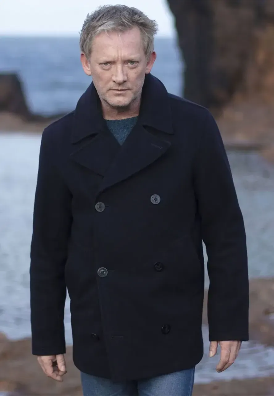 Shetland Douglas Henshall Black Peacoat shetland douglas peacoat