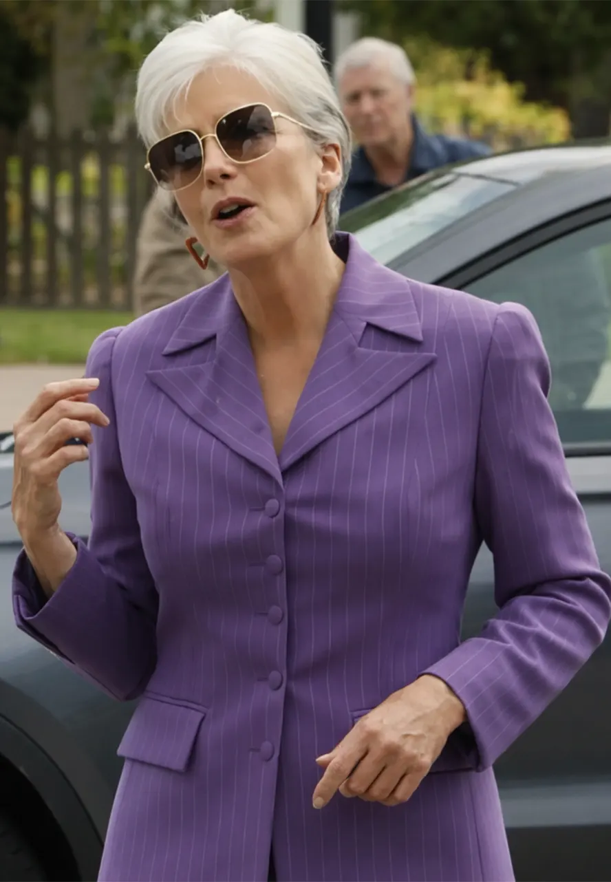 The Sheep Detectives Emma Thompson Purple Blazer the sheep detectives emma thompson purple blazer