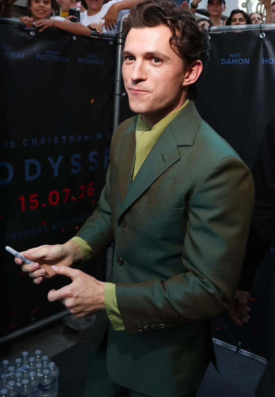 The Odyssey Premiere In Paris Tom Holland Green Blazer tom holland blazer