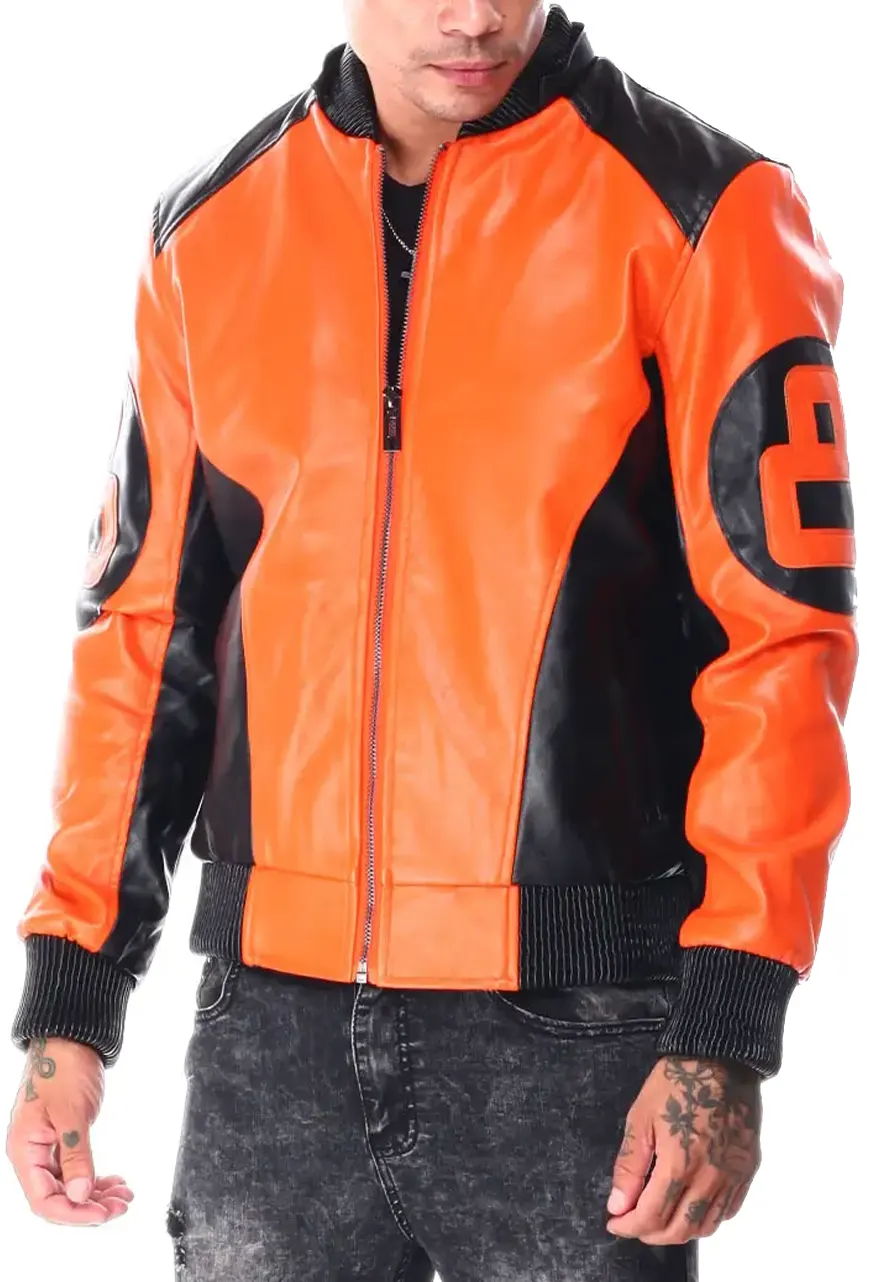 8 Ball Hooded Orange Bomber Jacket 8 Ball Hooded Orange Bomber Jacket - Image 3
