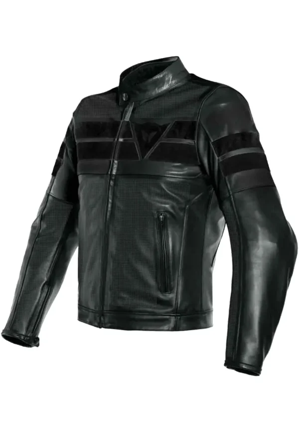 8 Track Perforated Leather Jacket