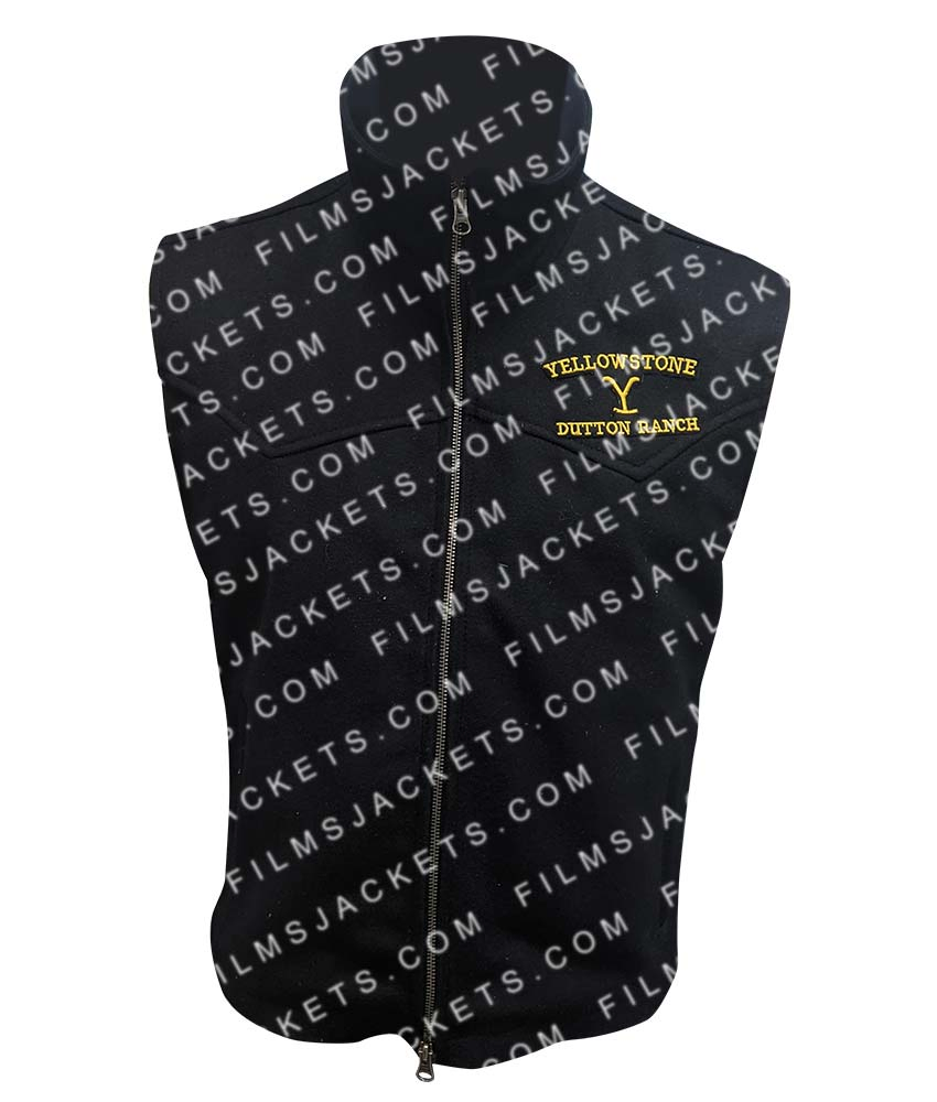 Kevin Costner Yellowstone Black Wool Vest john dutton black vest