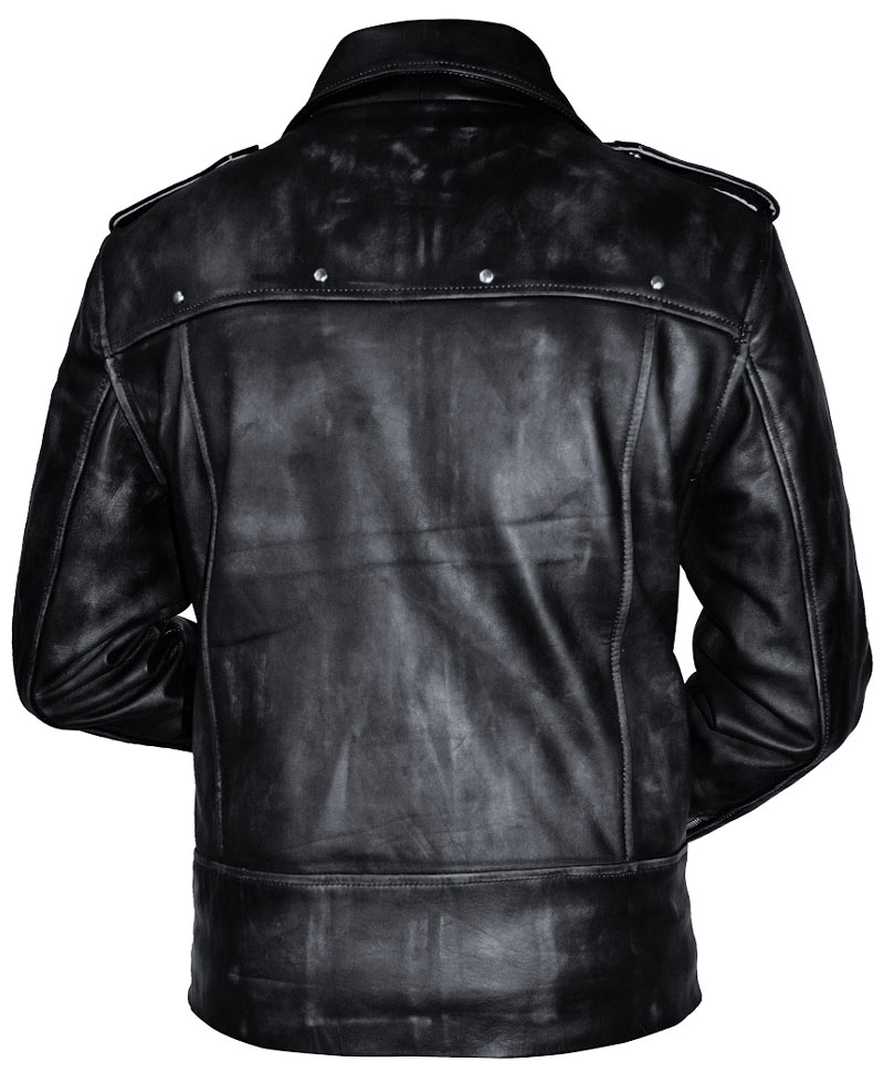 Aaron Paul A Long Way Down Black Distressed Leather Jacket Aaron Paul A Long Way Down Black Distressed Leather Jacket - Image 2