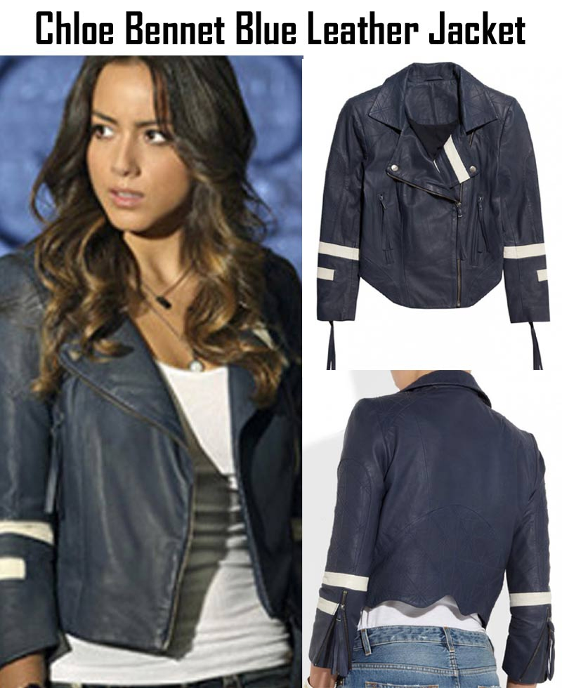 Agents of S.H.I.E.L.D. Chloe Bennet Blue Leather Jacket Agents of S.H.I.E.L.D. Chloe Bennet Blue Leather Jacket - Image 3