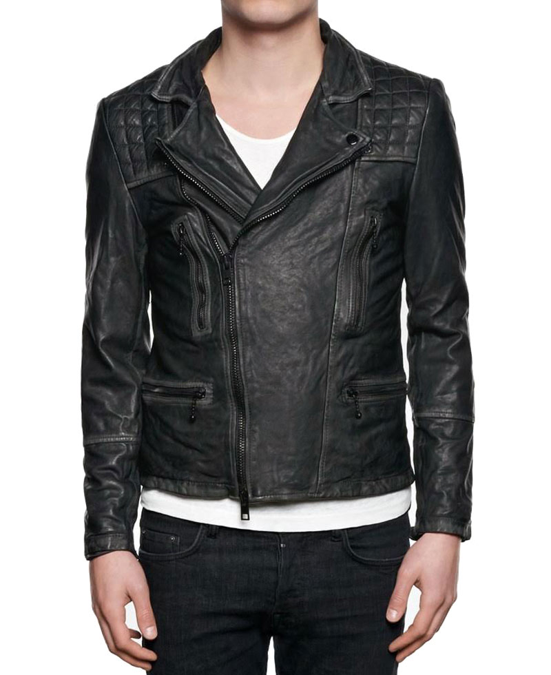 Agents of Shield Lance Hunter Black Leather Biker Jacket