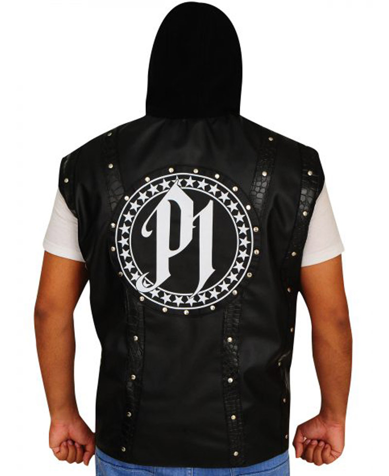 AJ Style P1 Black Leather Vest with Hood AJ Style P1 Black Leather Vest with Hood - Image 5