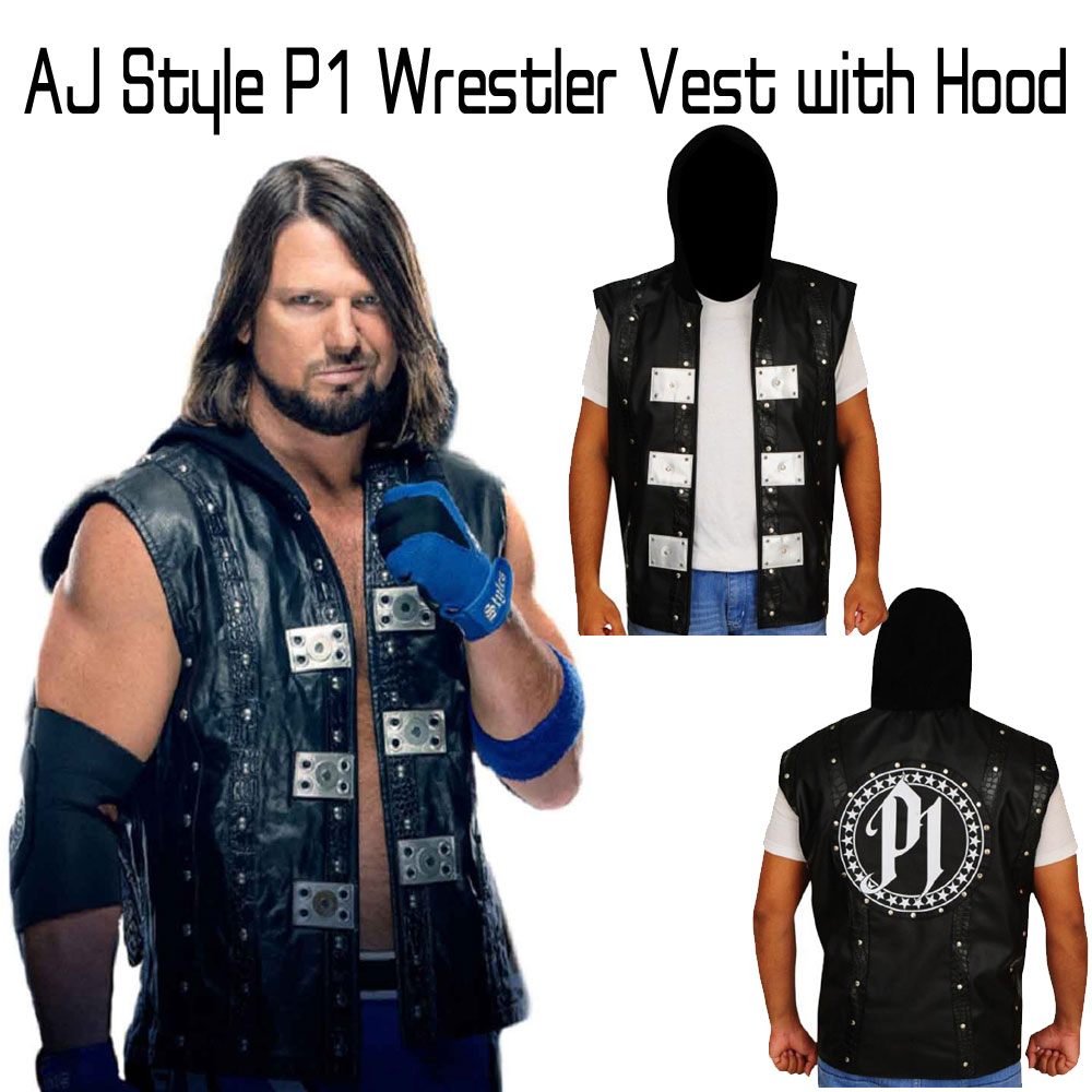 AJ Style P1 Black Leather Vest with Hood AJ Style P1 Black Leather Vest with Hood - Image 7