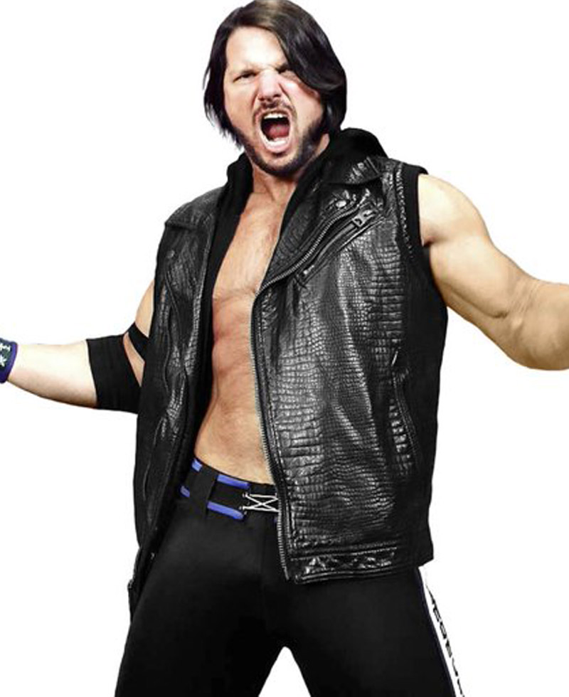 WWE Crocodile Alligator AJ Styles Vest with Hoodie WWE Crocodile Alligator AJ Styles Vest with Hoodie - Image 4
