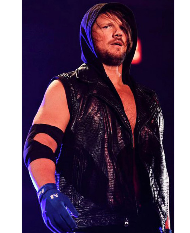 WWE Crocodile Alligator AJ Styles Vest with Hoodie WWE Crocodile Alligator AJ Styles Vest with Hoodie - Image 6