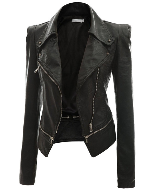 Women's Alabama Black Leather Motorcycle Jacket