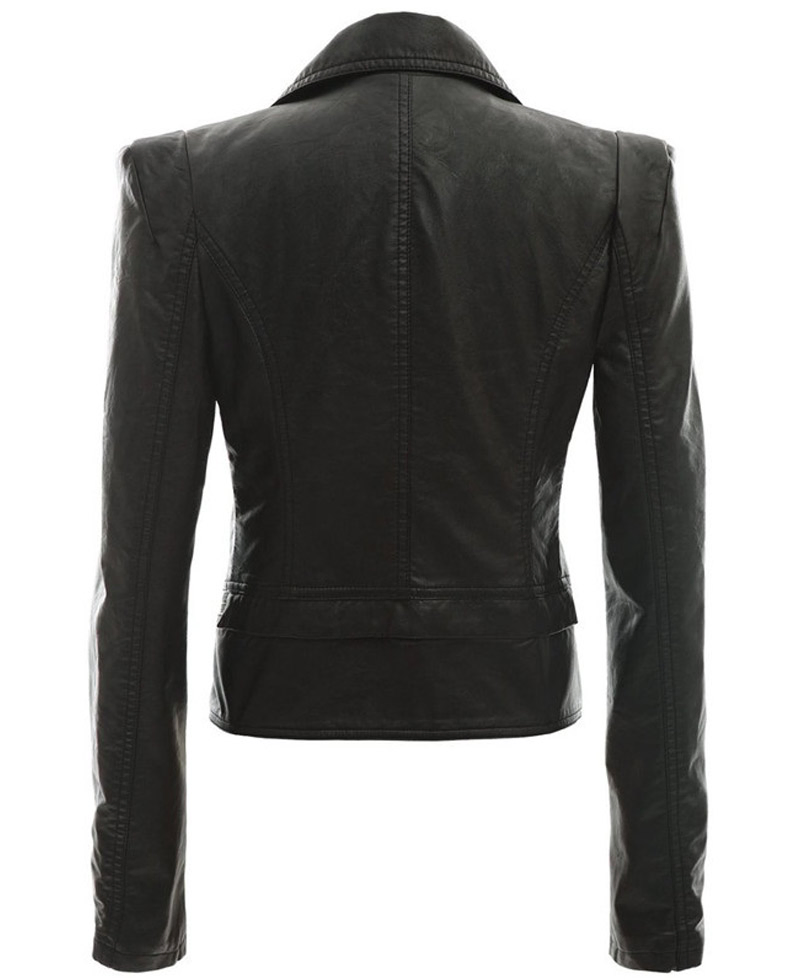 Women's Alabama Black Leather Motorcycle Jacket Women's Alabama Black Leather Motorcycle Jacket - Image 2
