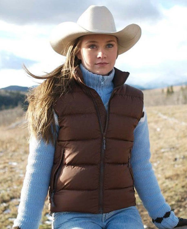 Heartland Amber Marshall Puffer Brown Cowboy Vest