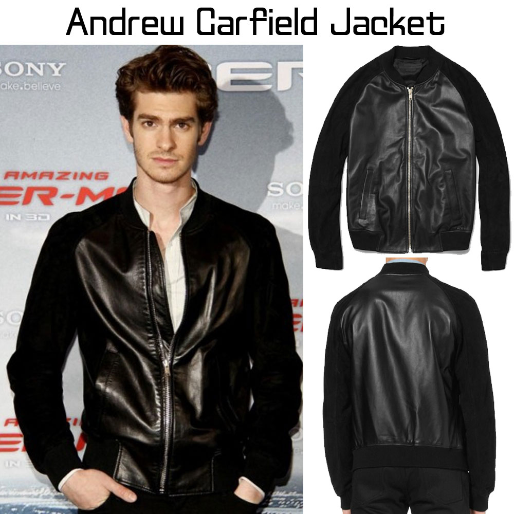 Andrew Garfield Black Suede Sleeves Jacket andrew garfield jacket