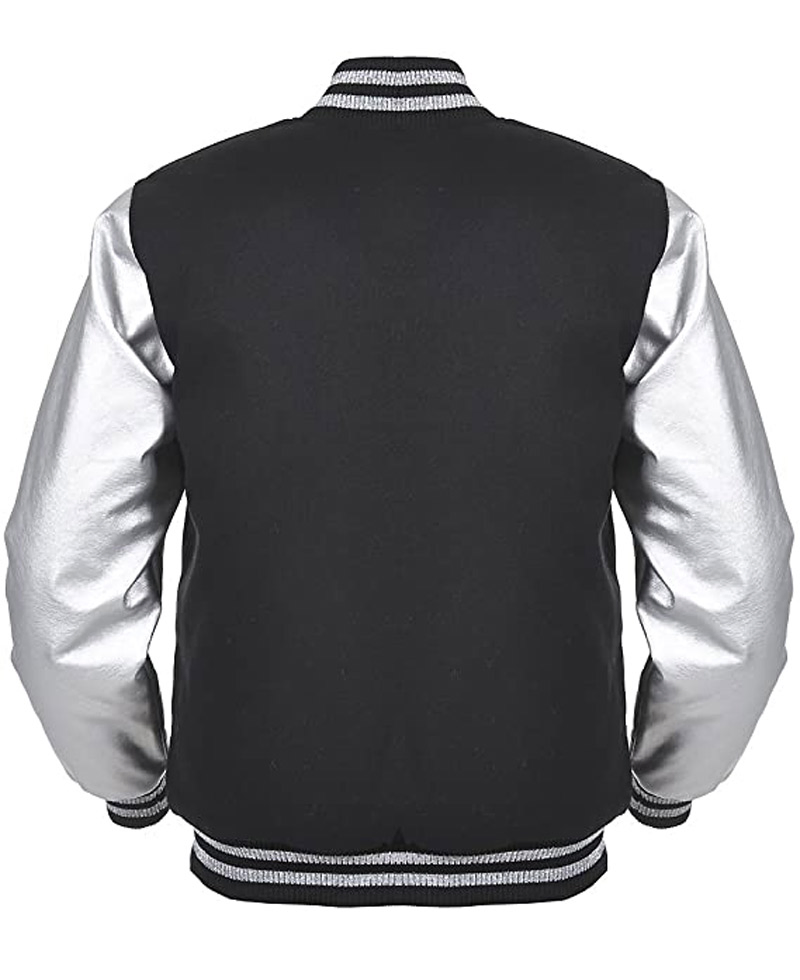 Varsity Angel Cola Black and Silver Bomber Jacket Varsity Angel Cola Black and Silver Bomber Jacket - Image 2