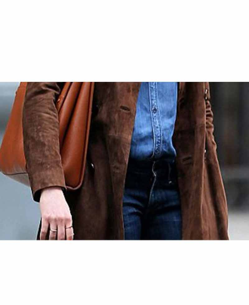 Anne Hathaway Brown Suede Leather Coat Anne Hathaway Brown Suede Leather Coat - Image 2